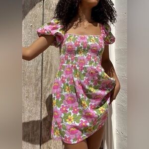 Show Me Your Mumu Bixby Mini Dress Floral Smocked | Size L | Worn Once